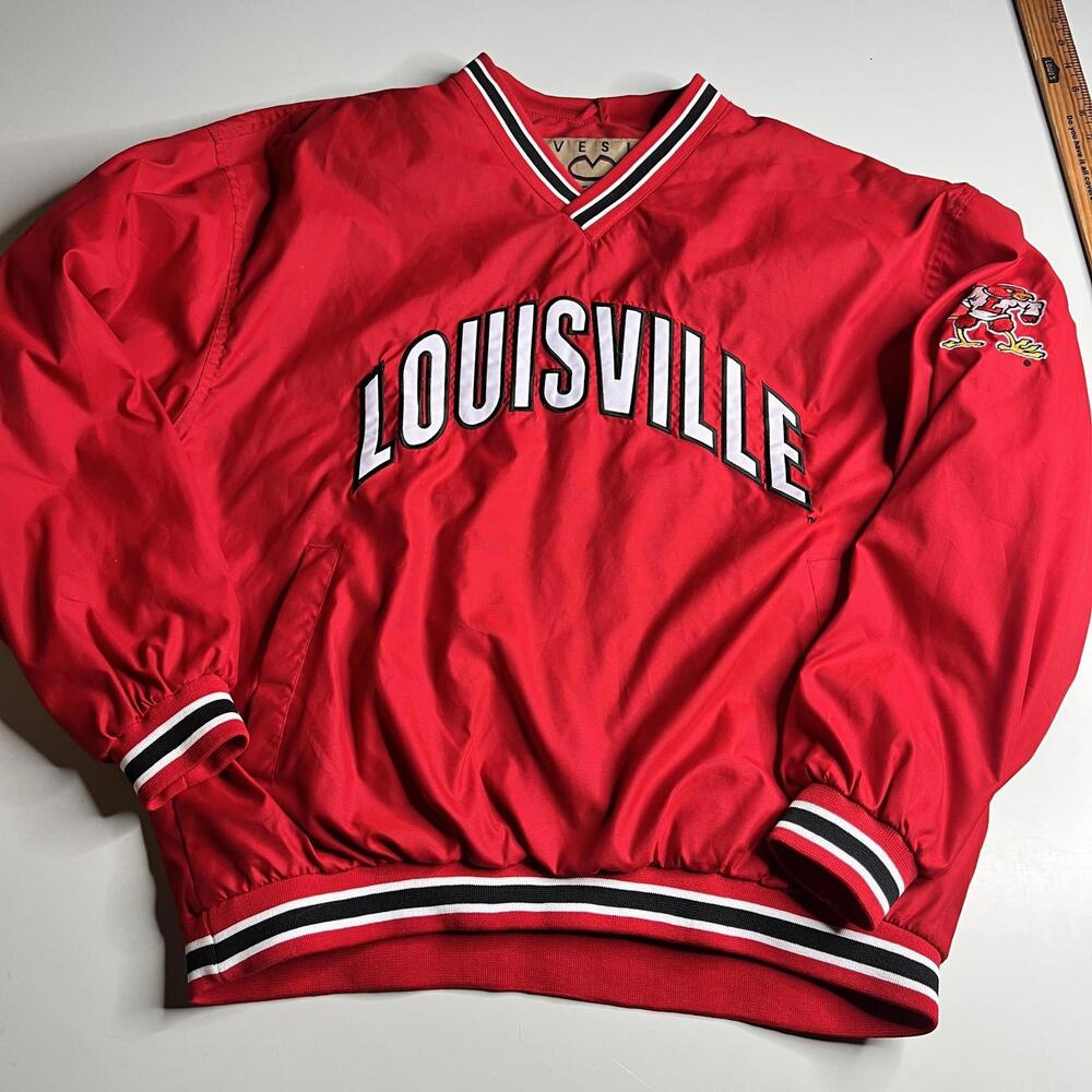 Vintage Louisville Cardinals Jacket Mens XL Red NCAA Vesi Pullover‎ V Neck